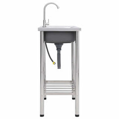 Camping Sink Single Basin with Tap Stainless Steel 75 cm 15 cm 40 cm