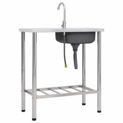 Camping Sink Single Basin with Tap Stainless Steel 75 cm 15 cm 40 cm