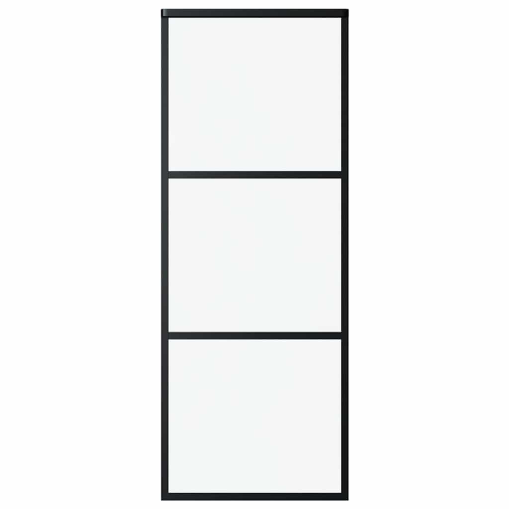 Sliding Door with Hardware Set ESG Glass&Aluminium 76x205 cm 183 cm Sliding Rail 76 cm 2 horizontal bars