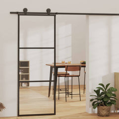 Sliding Door with Hardware Set ESG Glass&Aluminium 76x205 cm 183 cm Sliding Rail 76 cm 2 horizontal bars