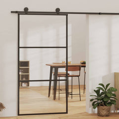 Sliding Door with Hardware Set ESG Glass&Aluminium 76x205 cm 183 cm Sliding Rail 102 cm 2 horizontal bars