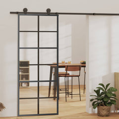 Sliding Door with Hardware Set ESG Glass&Aluminium 76x205 cm 183 cm Sliding Rail 76 cm 6x2 grids