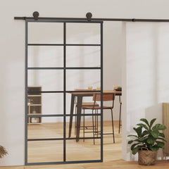 Sliding Door with Hardware Set ESG Glass&Aluminium 76x205 cm 183 cm Sliding Rail 102 cm 6x2 grids