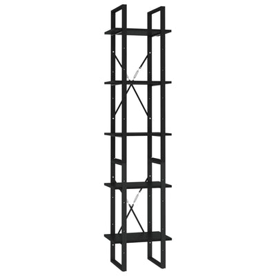 5-Tier Book Cabinet Black 40x30x175 cm Engineered Wood