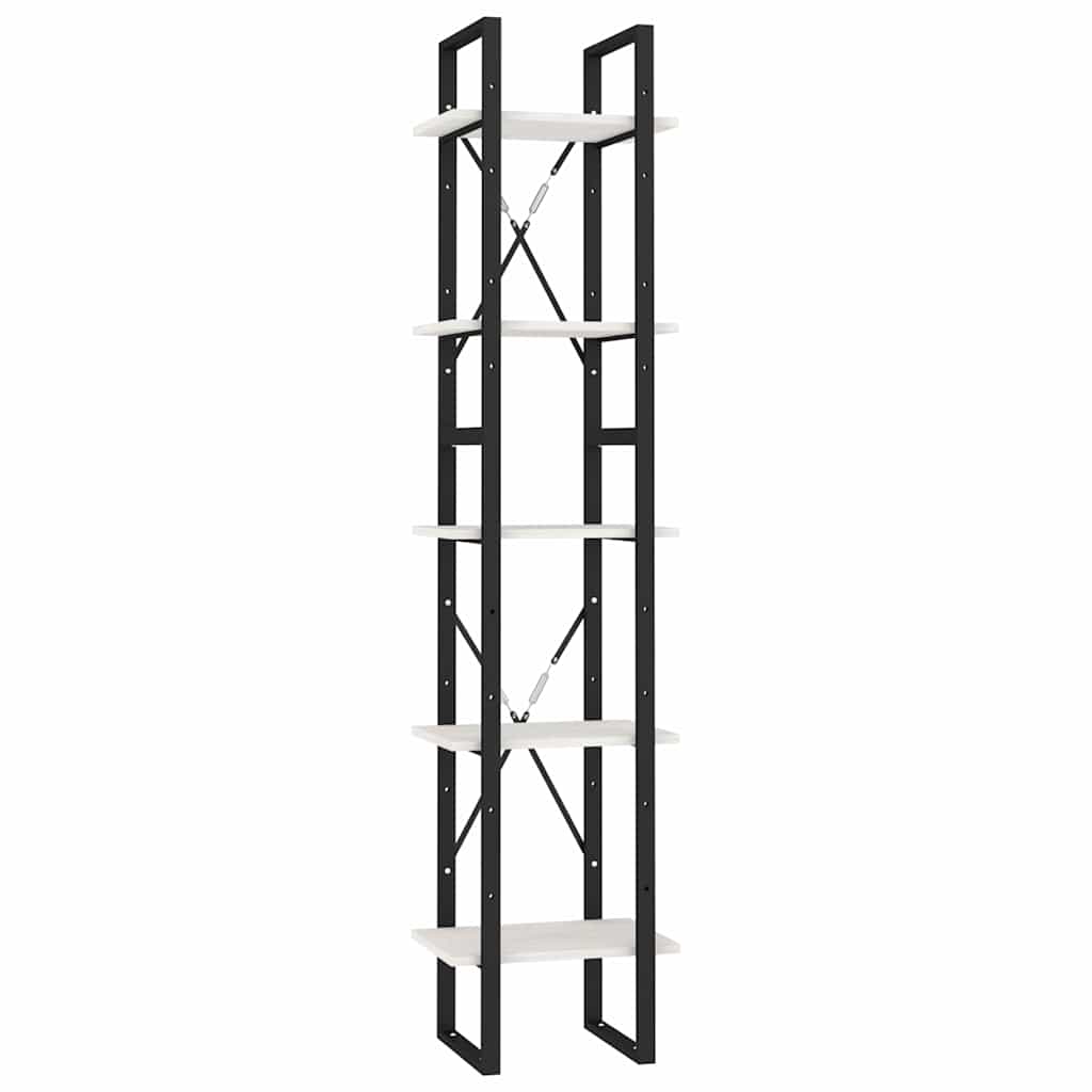 vidaXL Book Cabinet | White | Pinewood, metal | 5-Tier | Book Cabinet 2