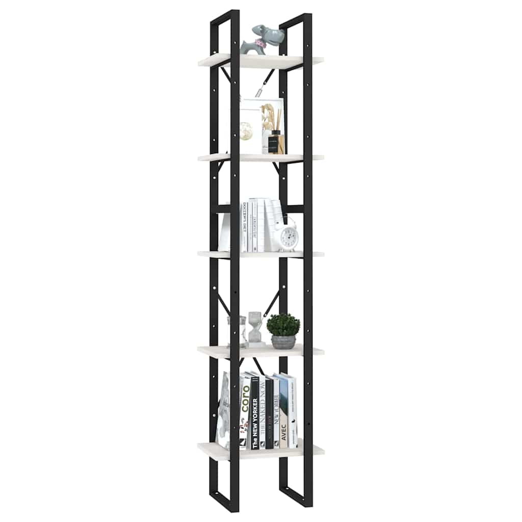 vidaXL Book Cabinet | White | Pinewood, metal | 5-Tier | Book Cabinet 3
