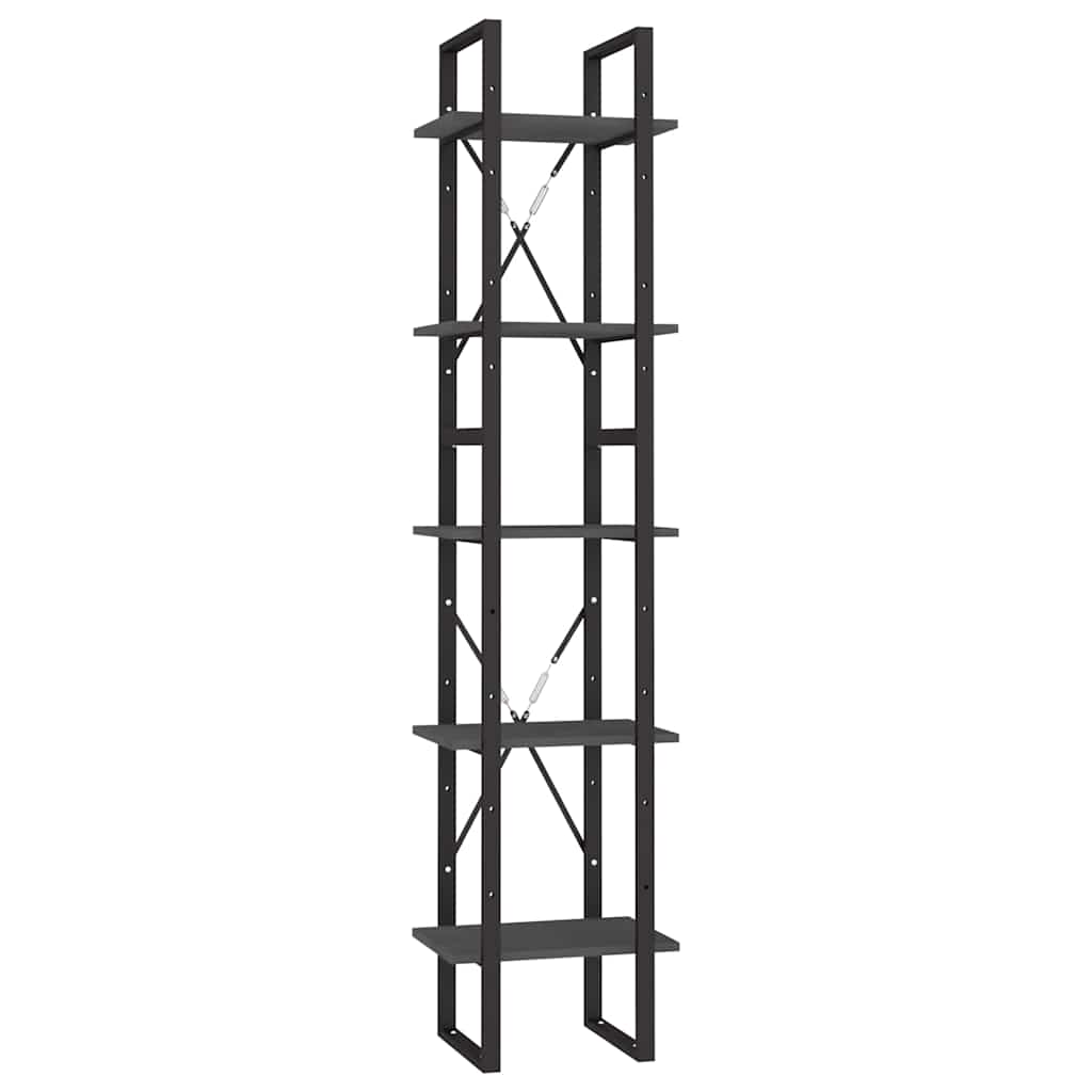 vidaXL Book Cabinet | Grey | Pinewood, Metal | Tall | Book Cabinet | Rectangular 2