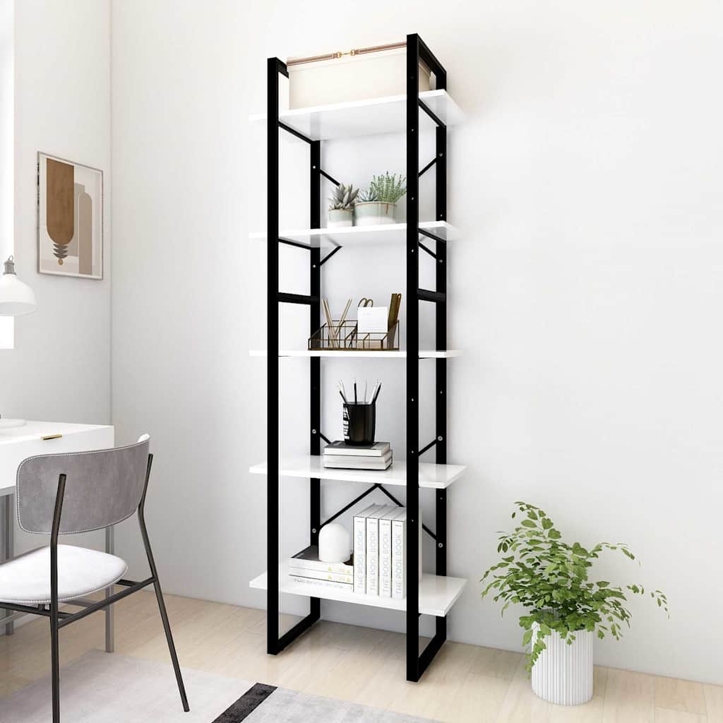 5-Tier Book Cabinet 60x30x175 cm Engineered Wood White