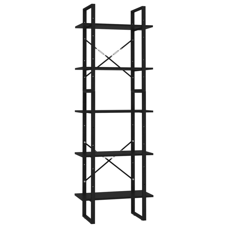 5-Tier Book Cabinet Black 60x30x175 cm Engineered Wood