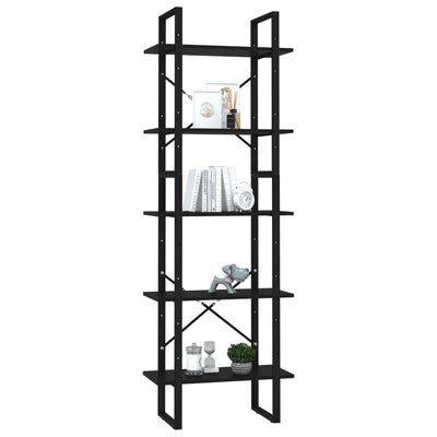 5-Tier Book Cabinet Black 60x30x175 cm Engineered Wood