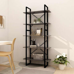 5-Tier Book Cabinet 80x30x175 cm Engineered Wood Grey