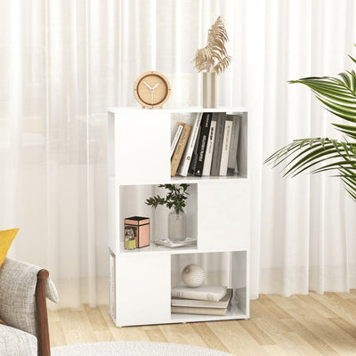 Book Cabinet Room Divider High Gloss White 60x24x94cm Engineered Wood