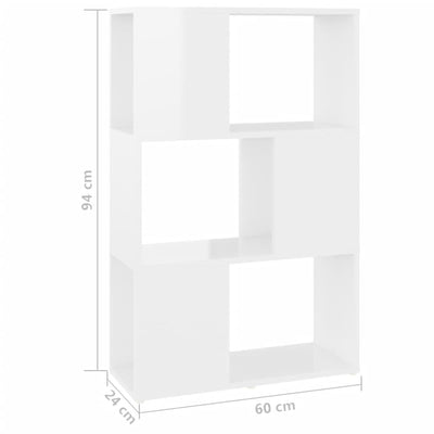 Book Cabinet Room Divider High Gloss White 60x24x94cm Engineered Wood