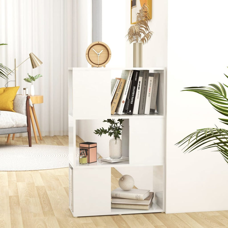 Book Cabinet Room Divider High Gloss White 60x24x94cm Engineered Wood