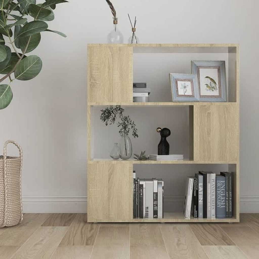 vidaXL Book Cabinet Room Divider Sonoma Oak 80x24x94 cm Engineered Wood 3