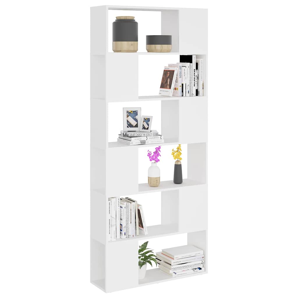 Book Cabinet Room Divider 80x24x186 cm Engineered Wood White