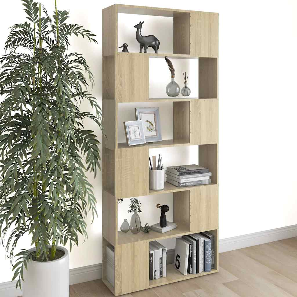 Book Cabinet Room Divider 80x24x186 cm Engineered Wood Sonoma oak