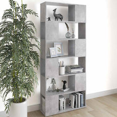 Book Cabinet Room Divider 80x24x186 cm Engineered Wood Concrete grey