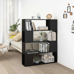 vidaXL Book Cabinet Room Divider Black 100x24x124 cm 1