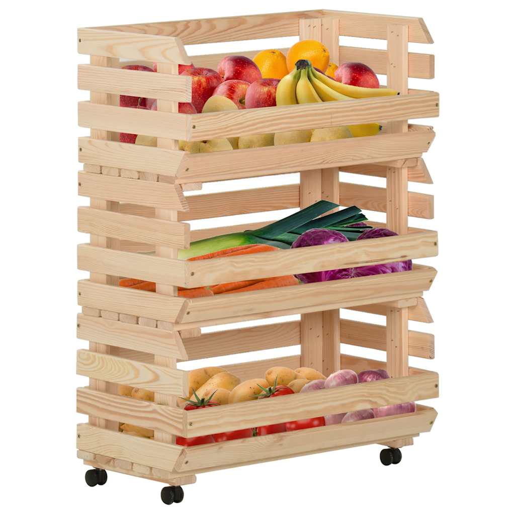 vidaXL Vegetable Trolley 57x30x80 cm Solid Pinewood 2
