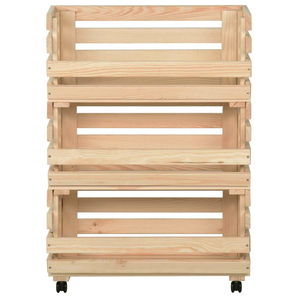 Vegetable Trolley Solid Pinewood 57 x 30 x 80 cm