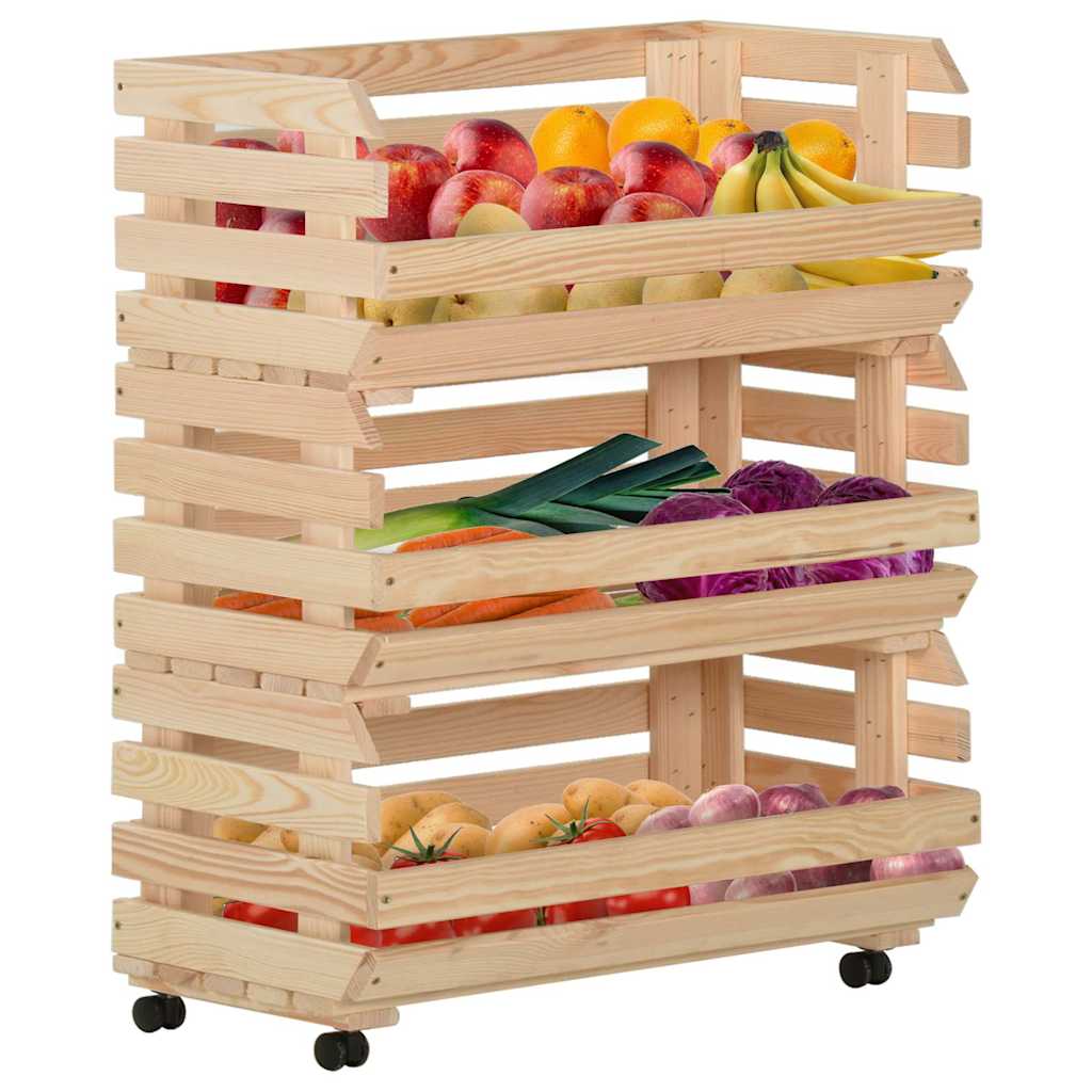 Vegetable Trolley Solid Pinewood 77 x 30 x 80 cm