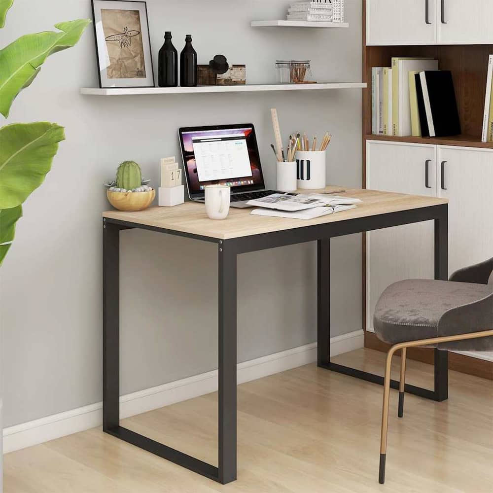 Computer Desk 110x60x73 cm Engineered Wood Black and oak