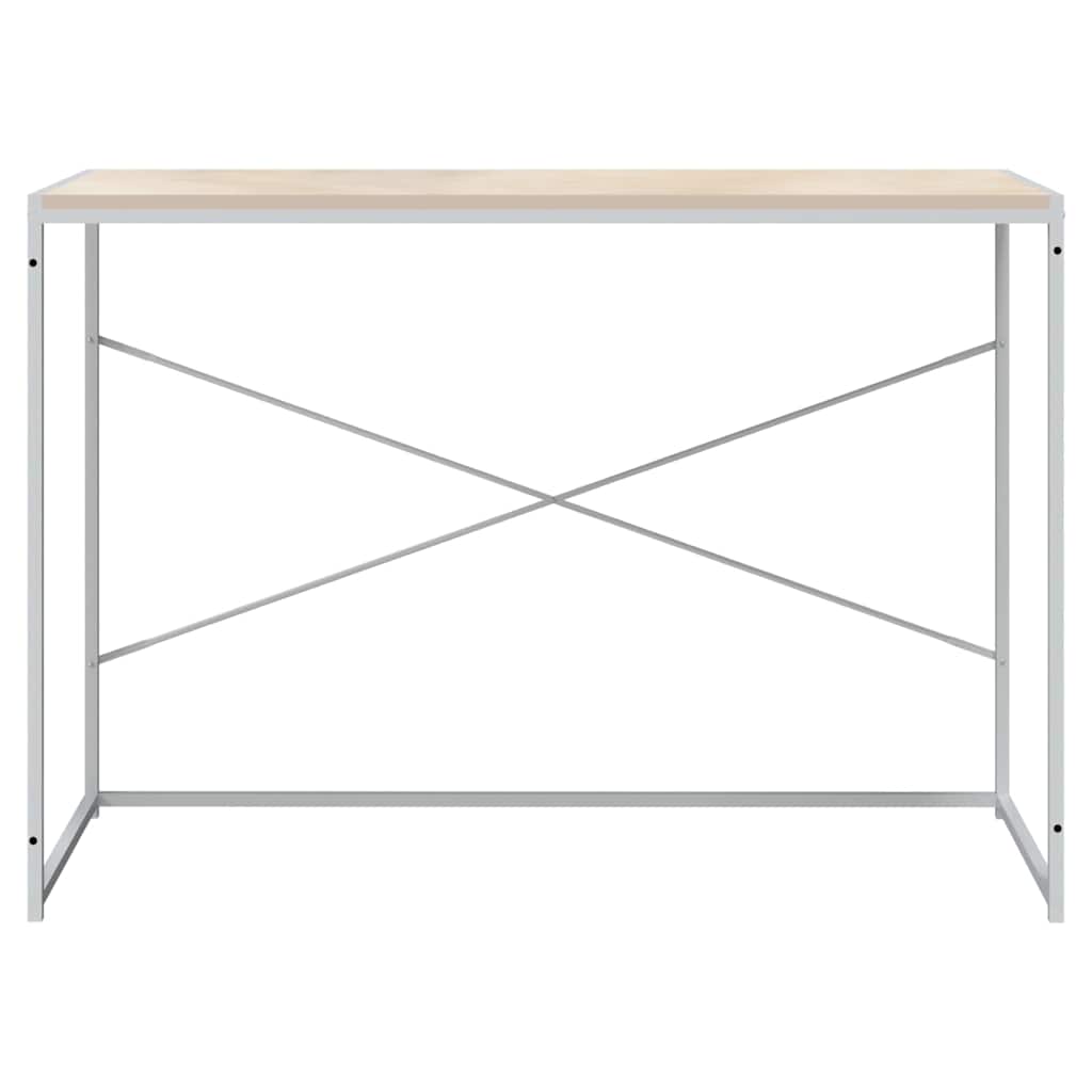vidaXL Computer Desk White and Oak 110x60x70 cm Engineered Wood 3