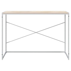 vidaXL Computer Desk White and Oak 110x60x70 cm Engineered Wood 3