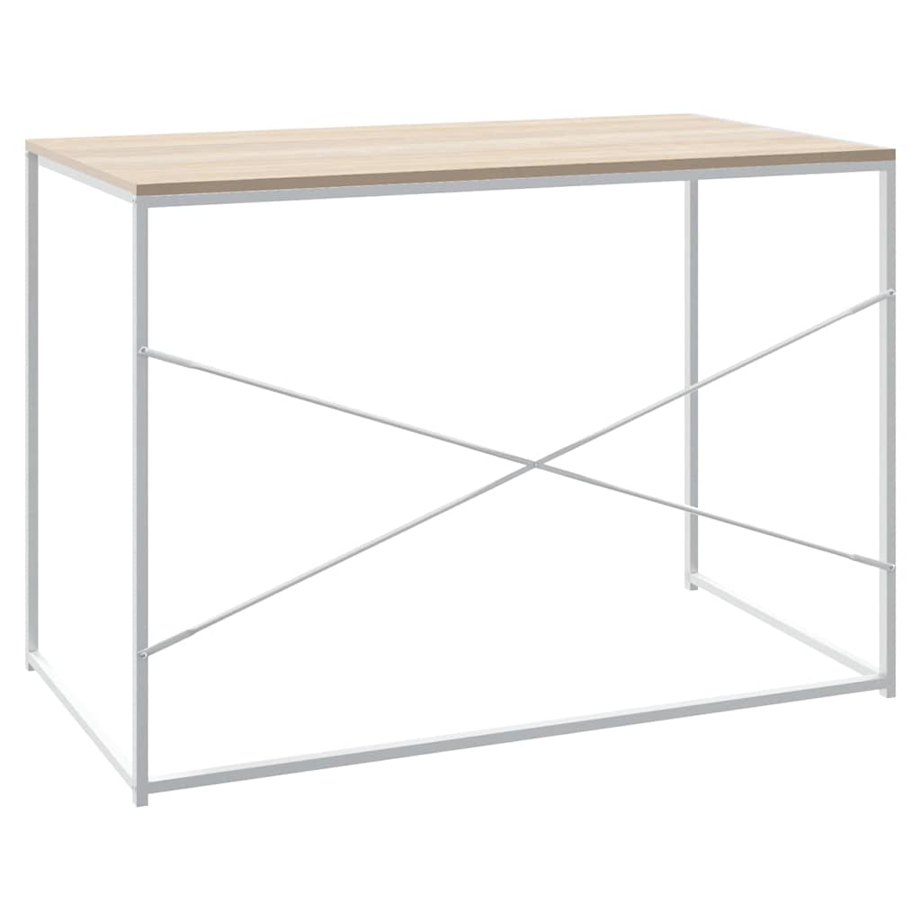 Computer Desk 110x60x70 cm Engineered Wood White and oak