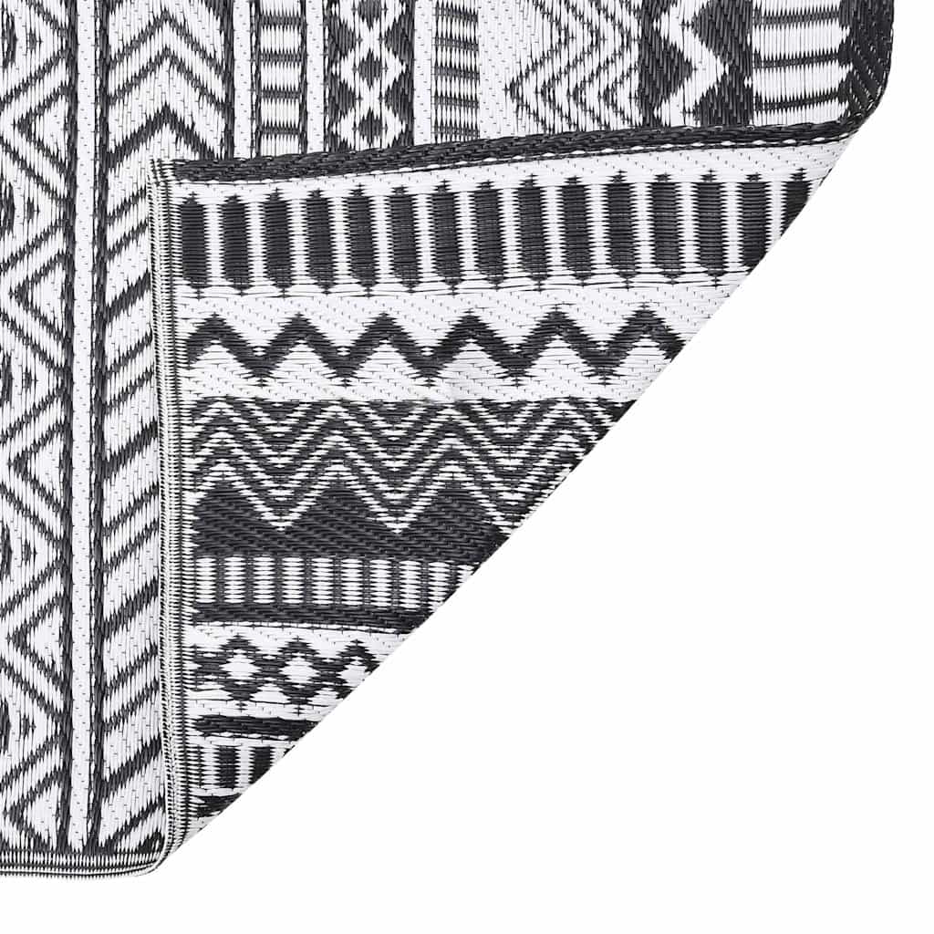 vidaXL Outdoor Rug | Black | Polypropylene | Large | Decorative Inlays 4