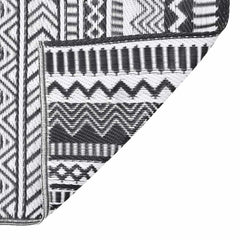 vidaXL Outdoor Rug | Black | Polypropylene | Large | Decorative Inlays 4