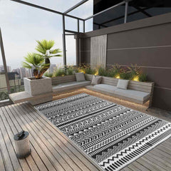 vidaXL Outdoor Rug | Black | Polypropylene | Large | Decorative Inlays 1
