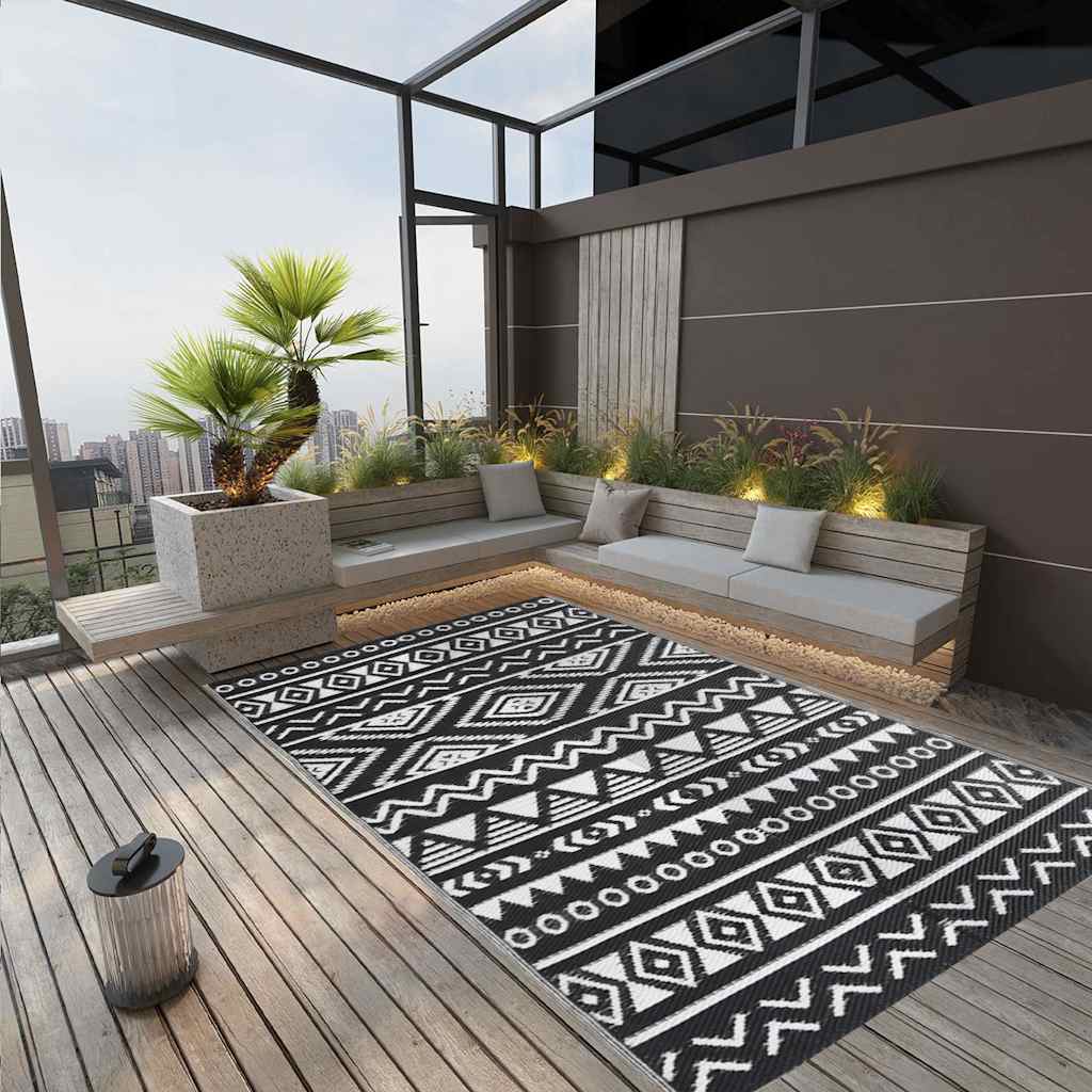 Outdoor Carpet ARAKIL PP 190 x 290 cm Black pattern