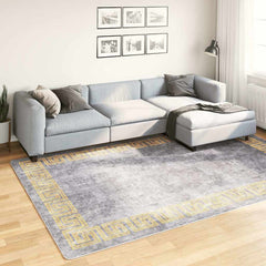 vidaXL Rug Runner MARSA Polyester and PVC Grey and Gold