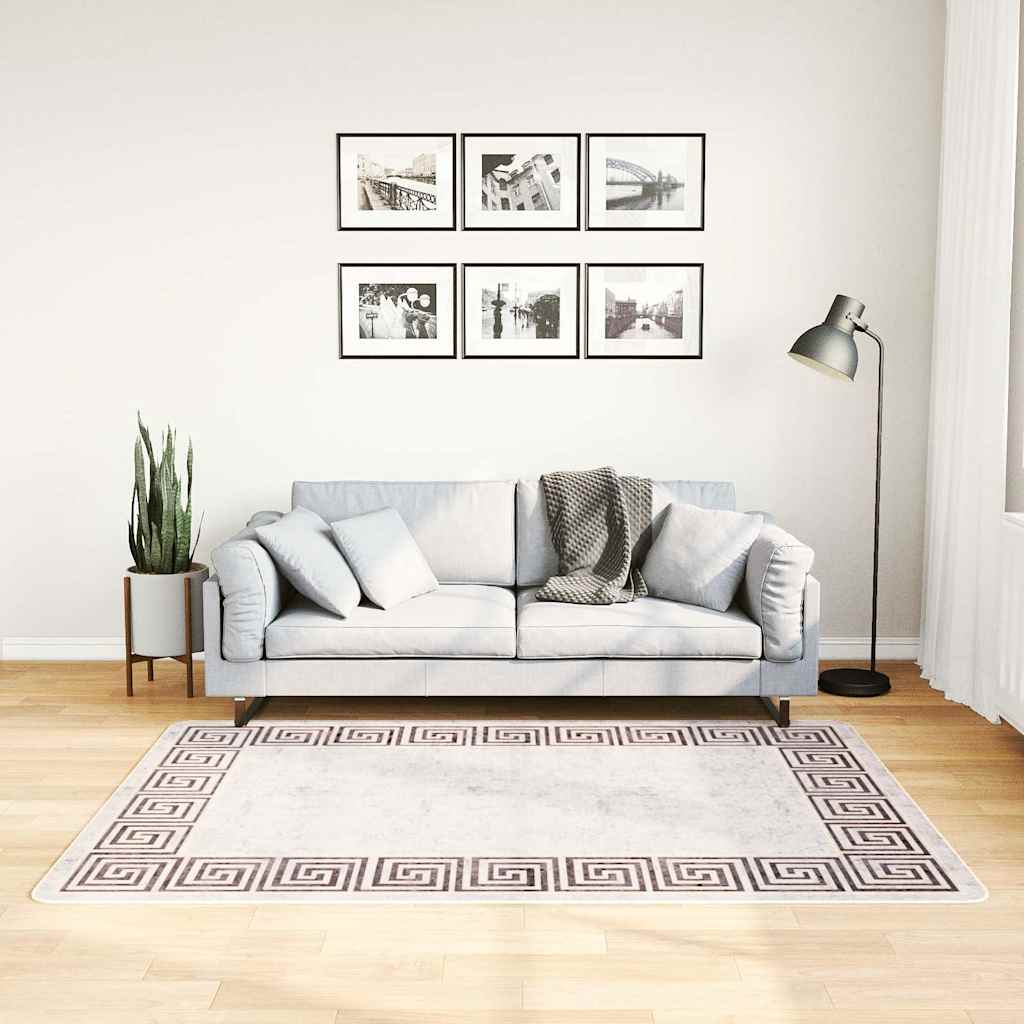 Rug Runner MARSA Polyester and PVC Beige and black 100 x 300–Ø 120 cm 120 x 180 cm