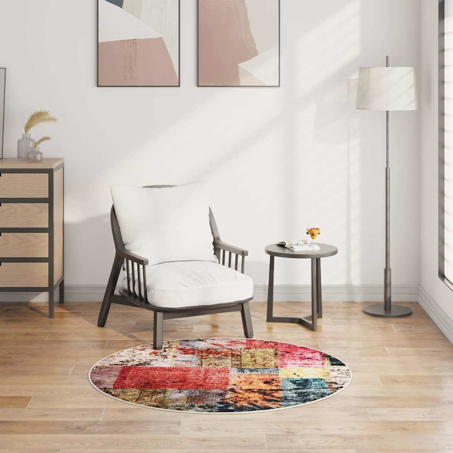 vidaXL Rug | Multicolour | 100% Polyester, Velvet | 120 cm Diameter | Rug 1