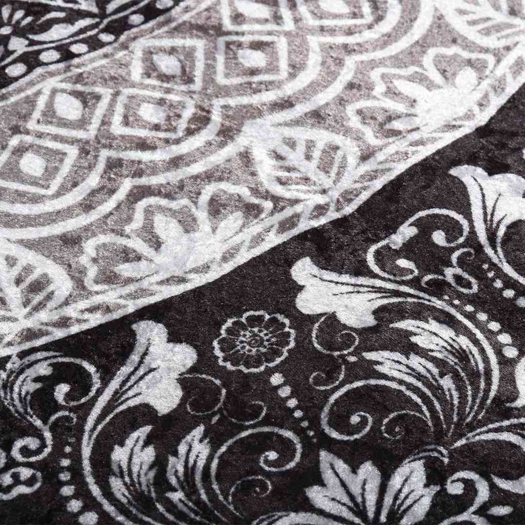 vidaXL Rug Washable 80x300 cm Black and Grey 5