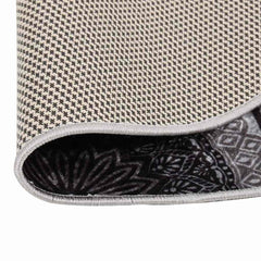 vidaXL Rug Washable φ120 cm Black and Grey Anti Slip 3