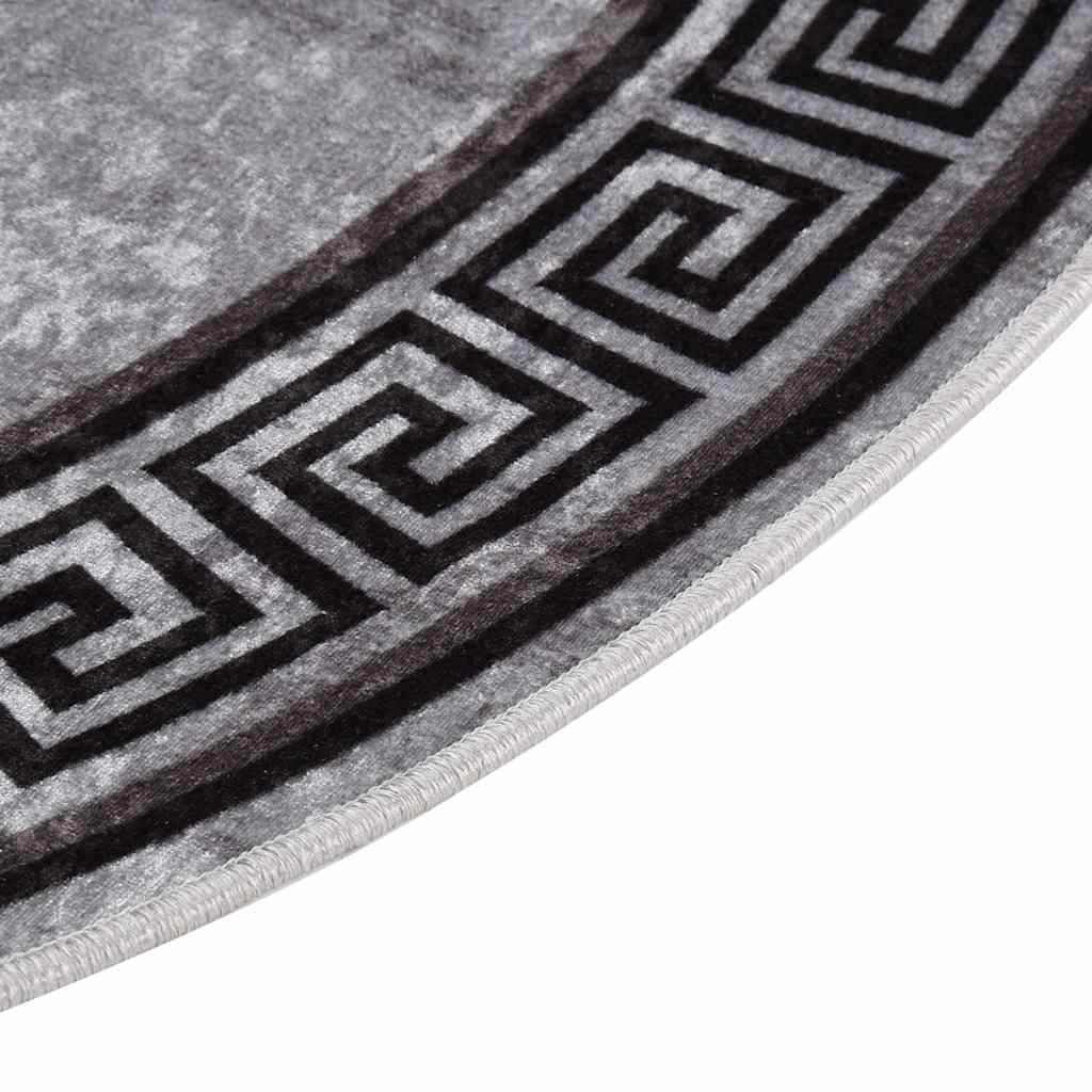 vidaXL Rug Washable φ120 cm Black and Grey Anti Slip 5