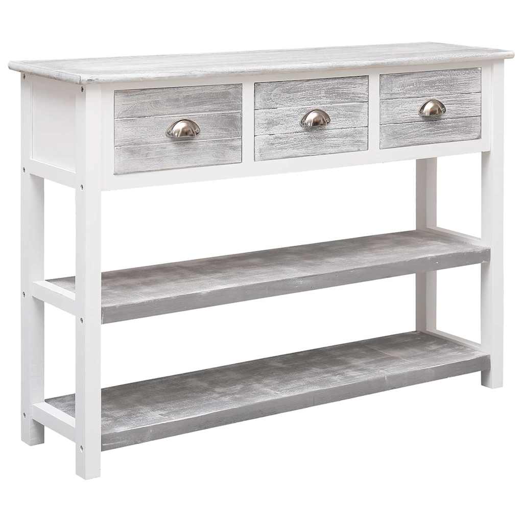 338543 vidaXL Sideboard Antique Grey 108x30x76 cm Solid Paulownia Wood 1