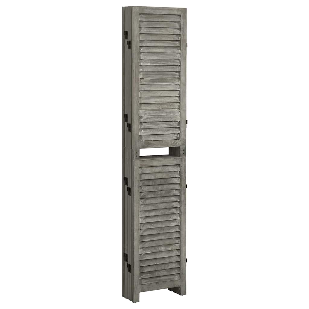vidaXL 6-Panel Room Divider Grey 214x166 cm Solid Wood 3