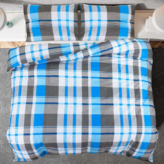 vidaXL Duvet Cover Set Blue and Grey 260x240 cm Cotton 5
