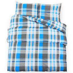 vidaXL Duvet Cover Set Blue and Grey 260x220 cm Cotton 2
