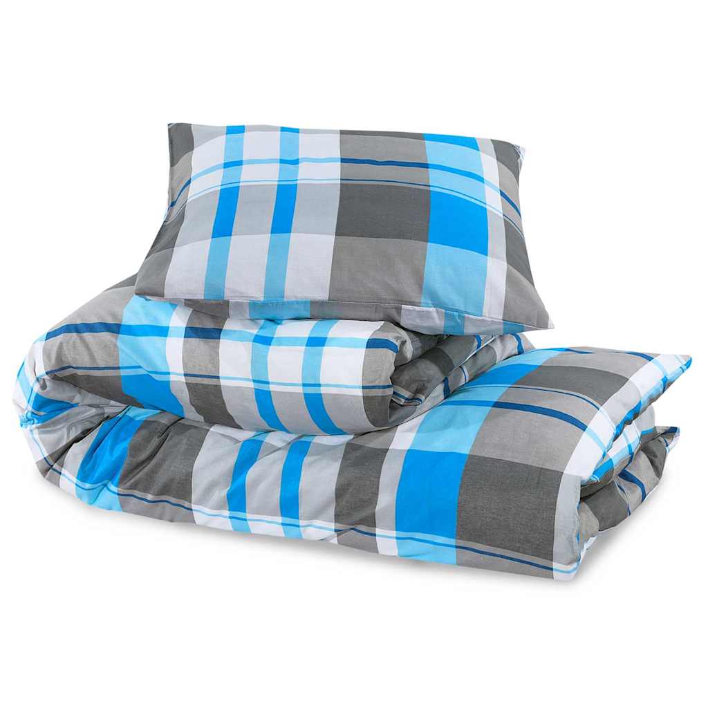 vidaXL Duvet Cover Set Blue and Grey 260x220 cm Cotton 6