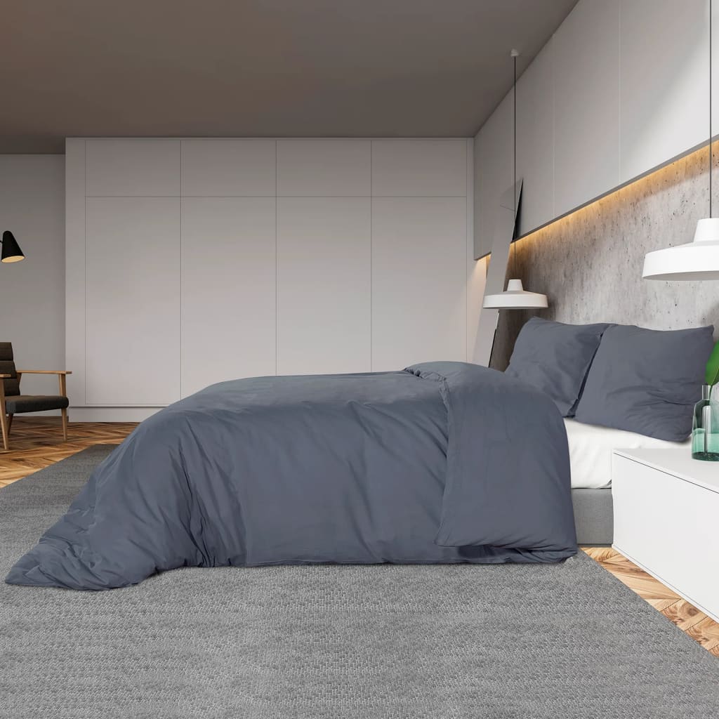 vidaXL Duvet Cover Set Anthracite 155x220 cm Cotton 4