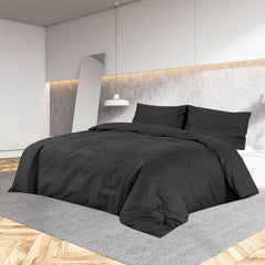 vidaXL Duvet Cover Set Black 140x200 cm Cotton 1