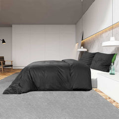 vidaXL Duvet Cover Set Black 220x240 cm Cotton 4