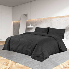 vidaXL Duvet Cover Set Black 200x220 cm Cotton 1
