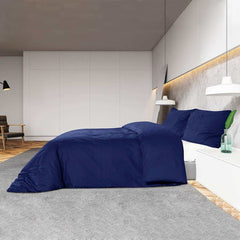 vidaXL Duvet Cover Set Navy Blue 200x200 cm Cotton 4